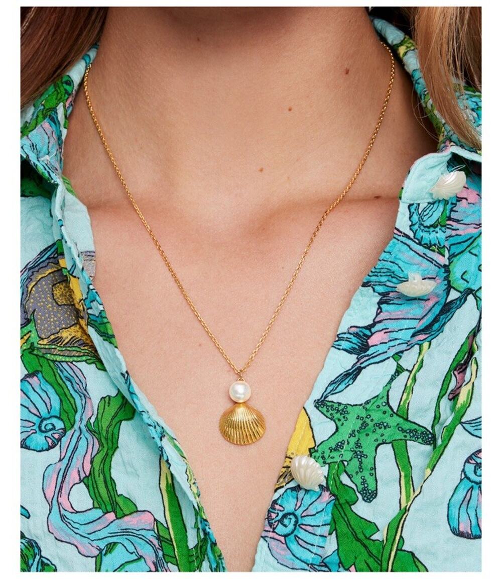 Kate Spade Gold-Tone Reef Treasure Imitation Pearl & Shell Mini Pendant Necklace